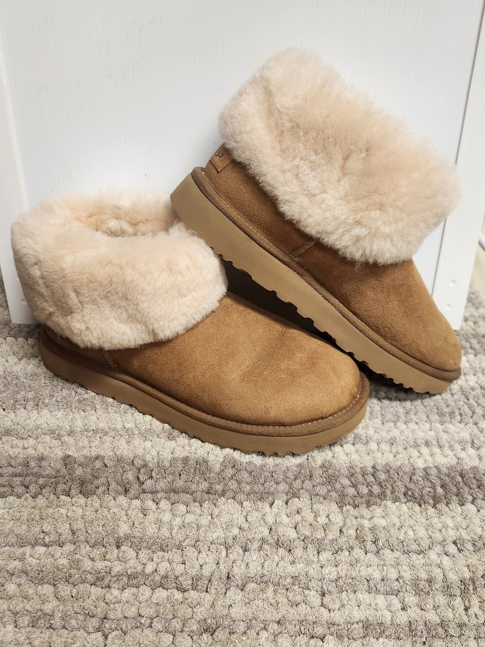 UGG Chestnut Shearling Cuff Ankle Booties